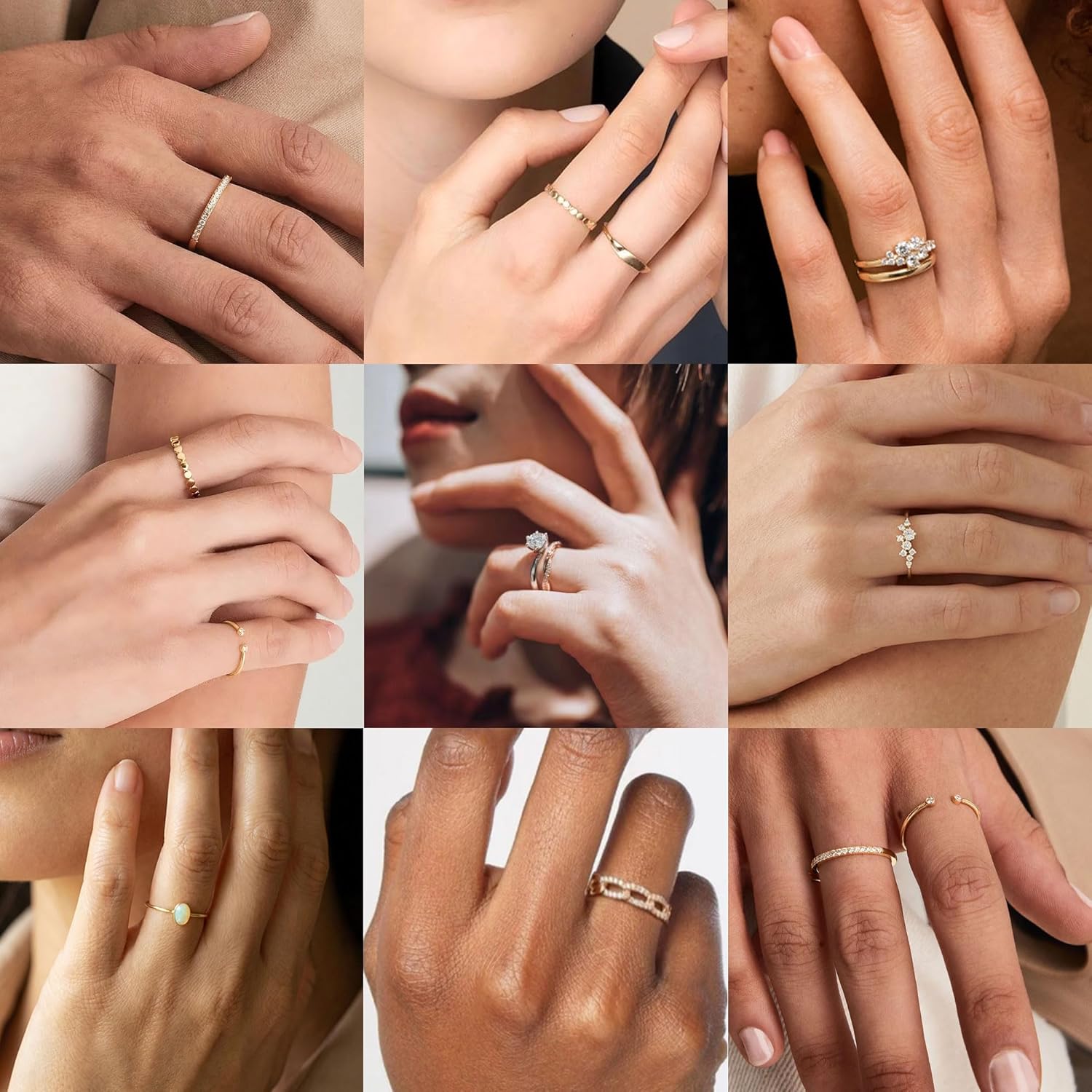 PLOMFOV 14K Gold/Silver Plated Stacking Rings Set for Women Non Tarnish CZ Heart Simple Cute Stackable Rings Dainty Trendy Gold Statement Rings Plain Band Size 4-12 - Image 2