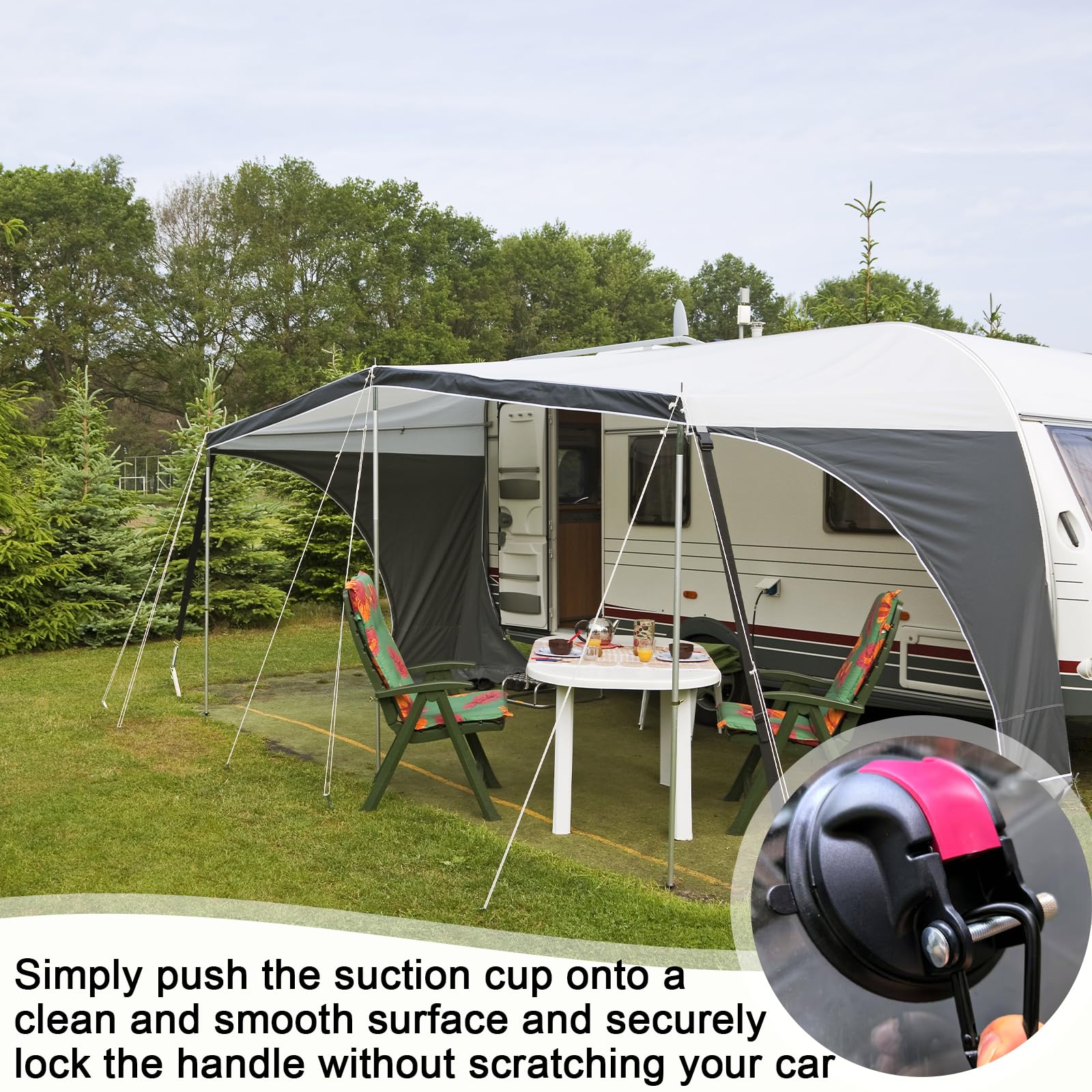 4er Set Saugnapf Haken Camping – 30kg Tragkraft, 10cm Durchmesser, Für Zelt, Markise, Wohnmobil, Fliesen (PP/TPU)
