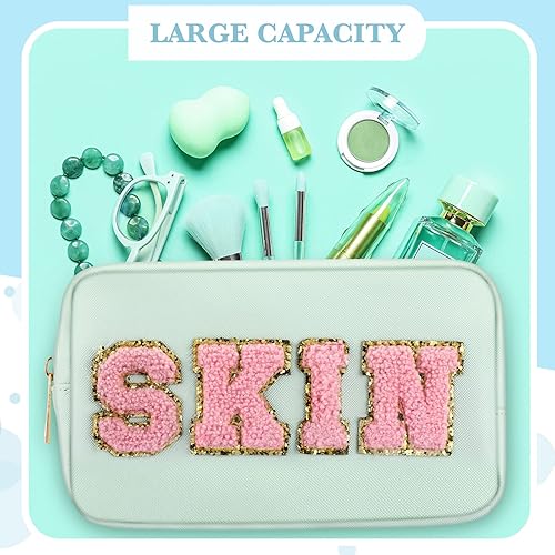 Miniatura 4 de Sanwuta Juego de 4 bolsas de viaje para el cabello, cara y piel, bolsa de maquillaje, bolsa de piel sintética, impermeable, organizador de