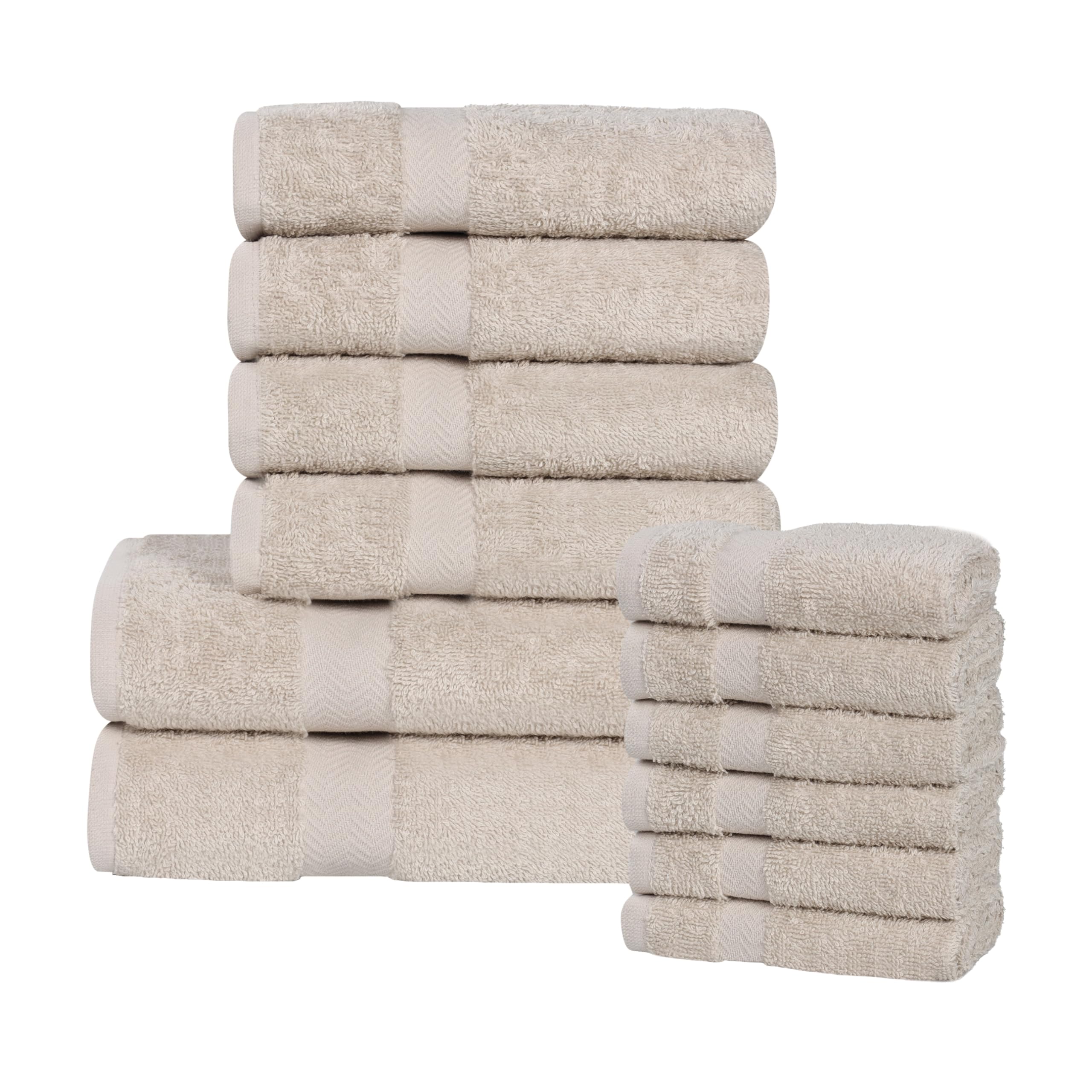 Serviettes en coton pour moments de détente lot de 12 linge de bain pierre