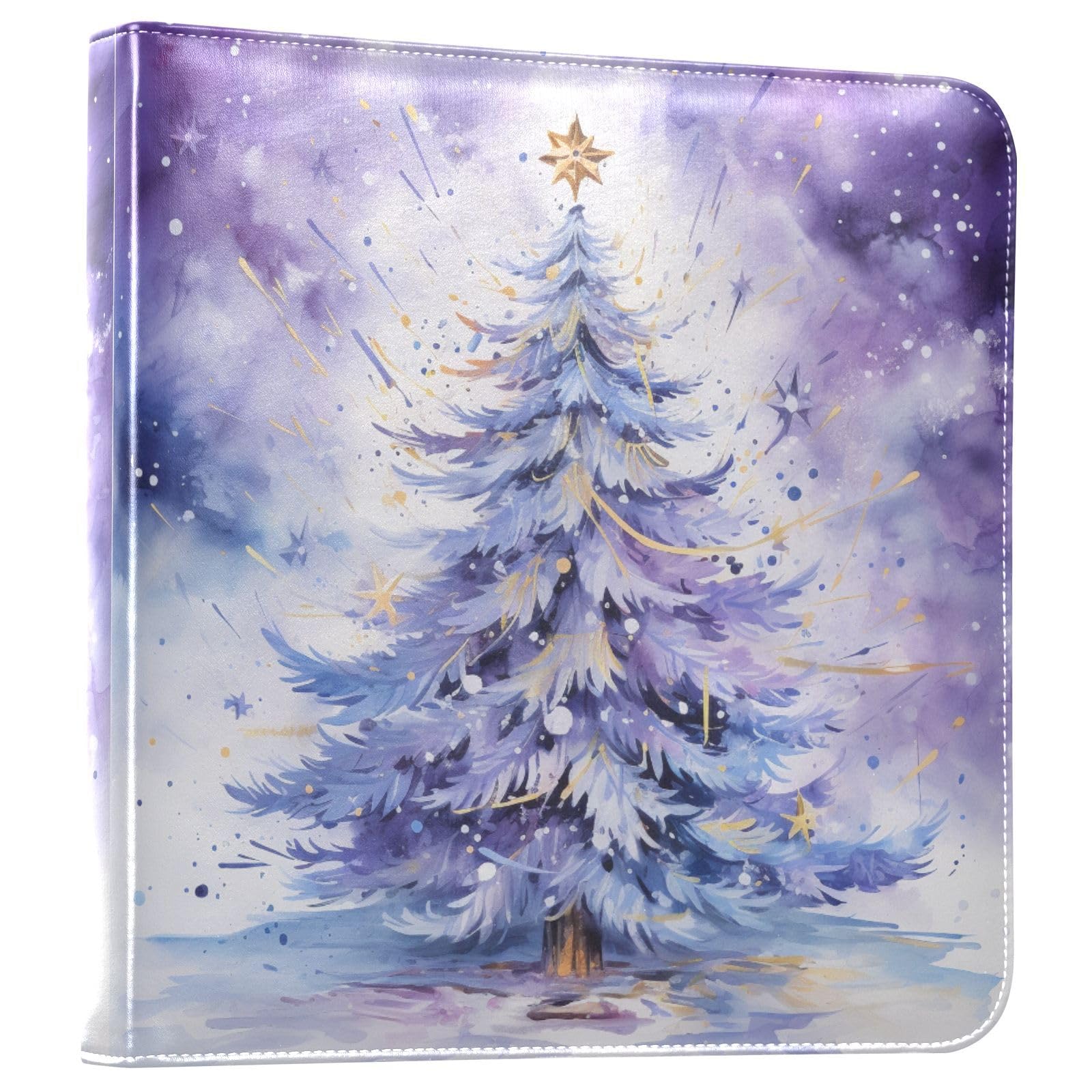 JIPONI Christmas Tree White Large Photo Album, DIY Leather Cover Scrapbook Albums for 4x6 5x7 6x8 Pictures, Self Adhesive Memory Book for Wedding, Baby, Family