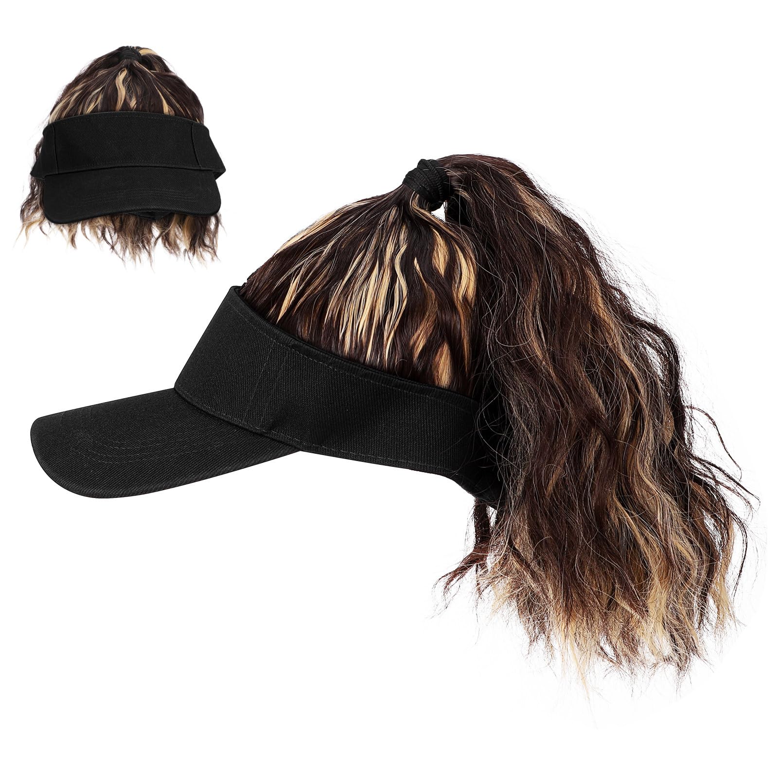 Postiche queue de cheval pour masquer les cheveux fins avec casquette - 8