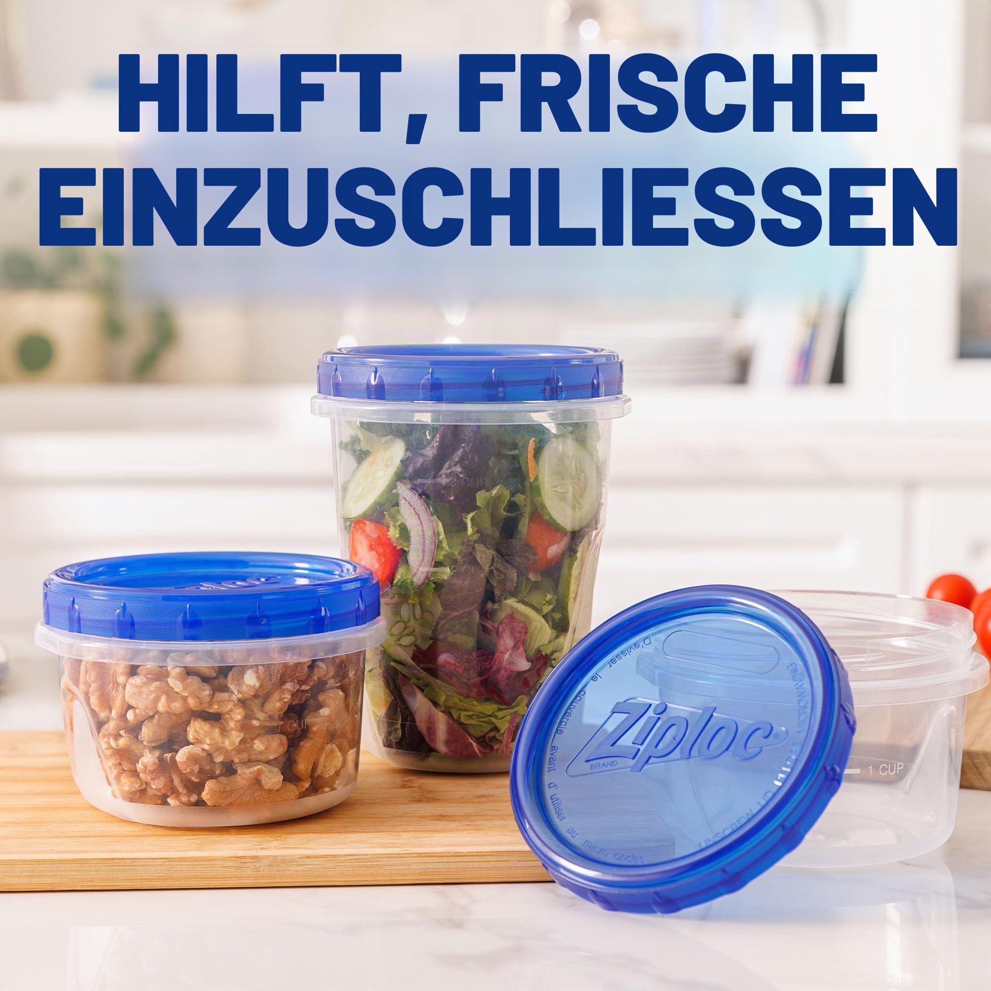 Ziploc Brand Twist n Loc Frischhaltedosen, auslaufsicheres Design, klein und mittelrund, Sortimentspackung, 9 Stück