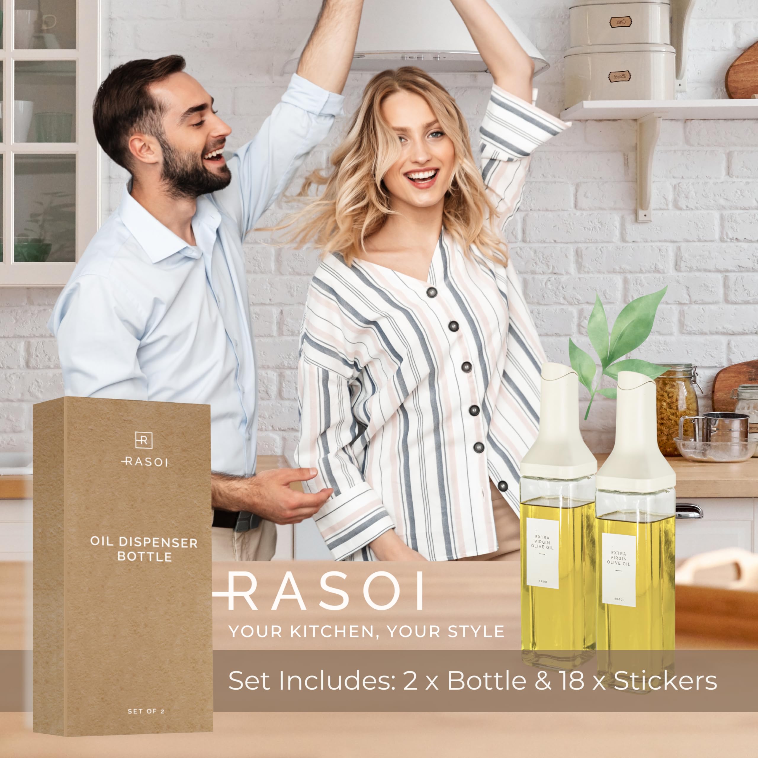 Botella dispensadora de aceite, juego de 2 dispensadores de aceite y vinagre, dispensador de aceite de vidrio con boquilla antigoteo, dispensador de aceite de cocina con tapa de vertido