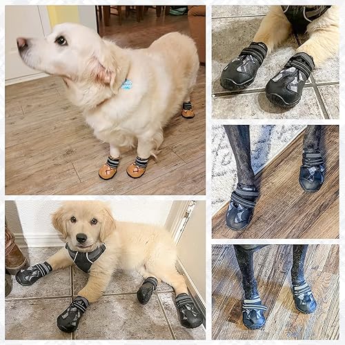 Miniatura 6 de BEAUTYZOO Zapatos para perros, botas y protectores de patas para perros pequeños, medianos y grandes, zapatos de agua reflectantes para perros,