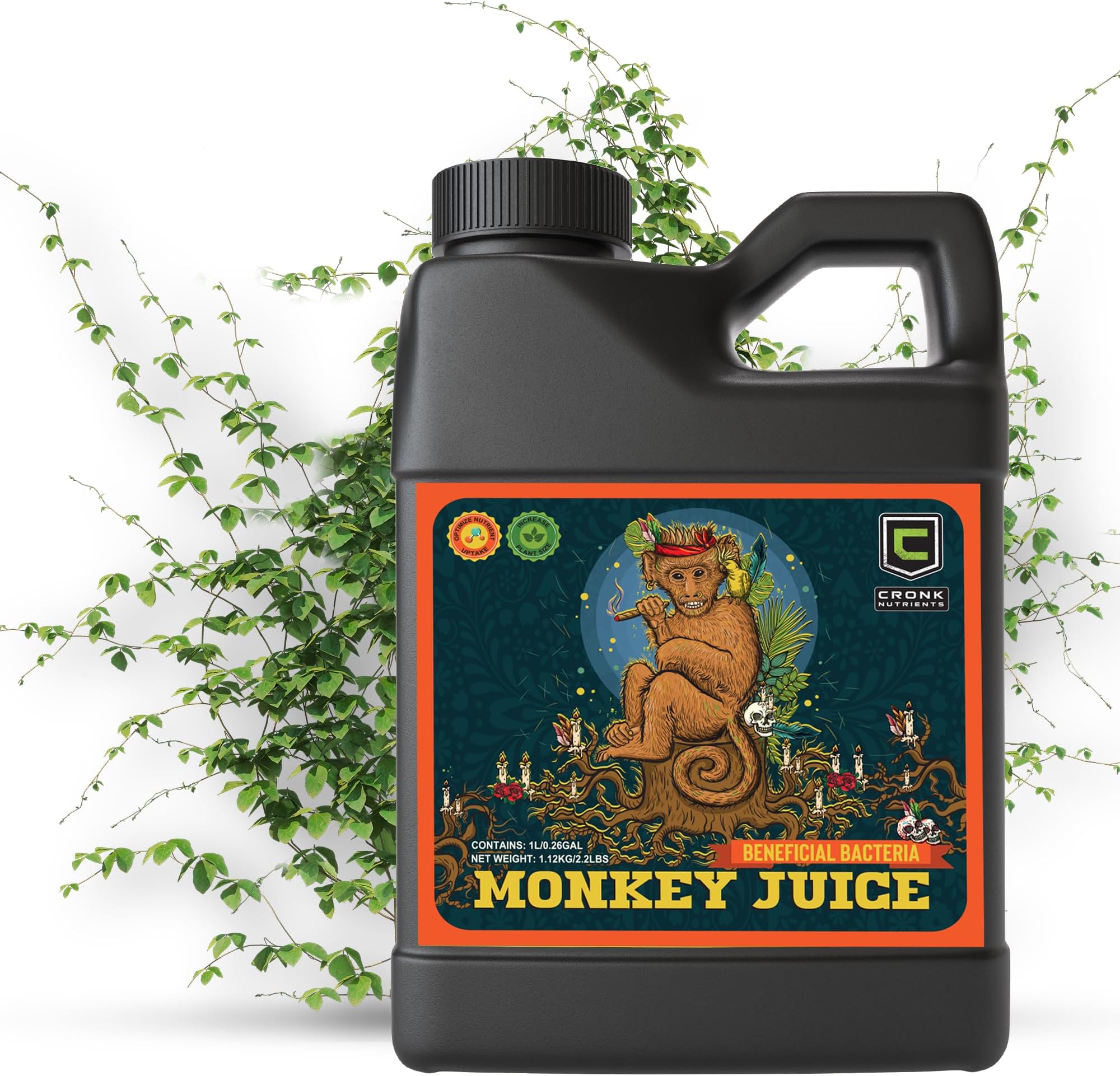Cronk Nutrients Monkey Juice – Bacillus Root Inoculant – Organic Solution to Increase Your Plants Health – Root Mass Enhancer for Plant Growth and Flowering Boost, 4L