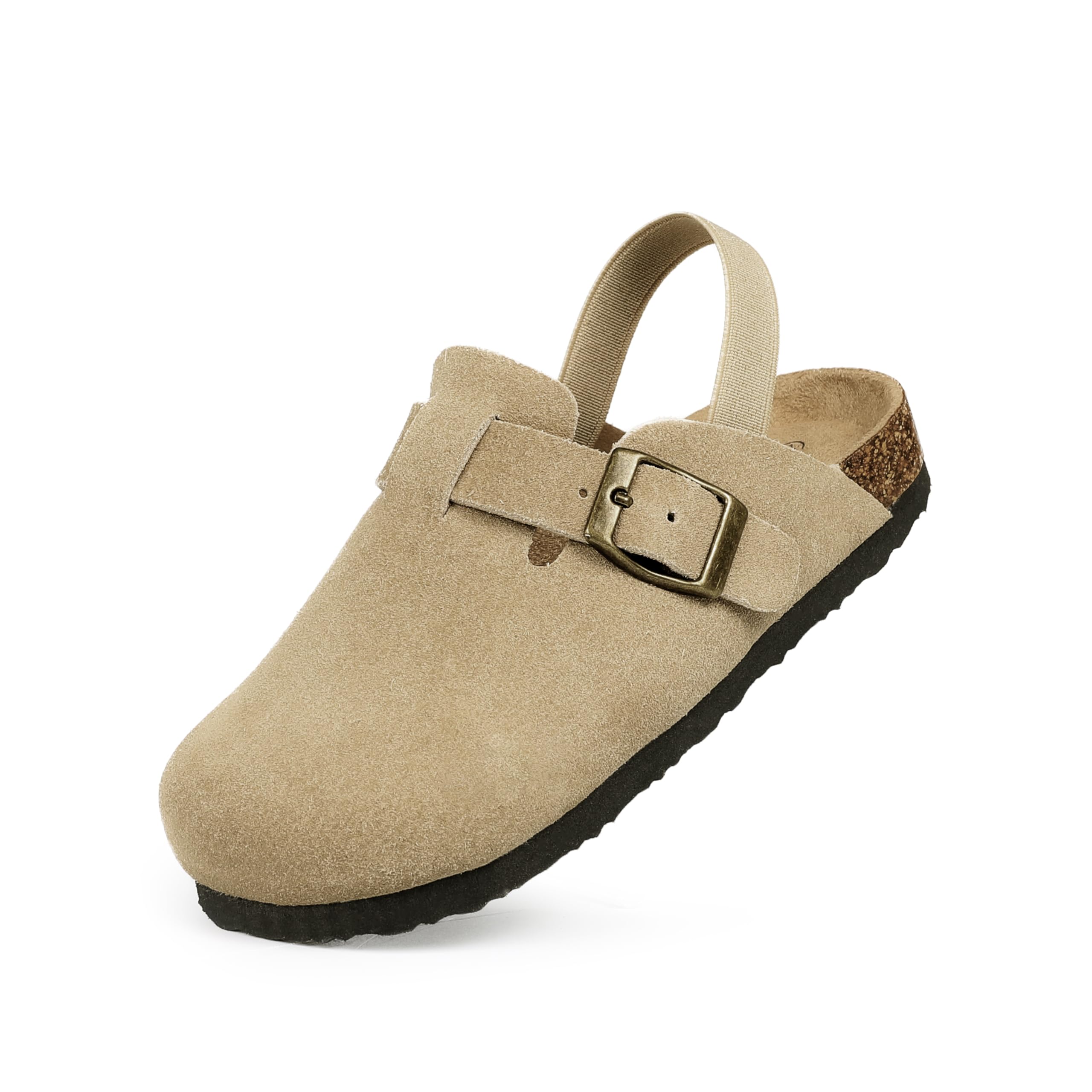 Kids Suede Clogs Toddler Clogs Boys Girls Cork Footbed Sandals Adjustable Buckle Mules Kid Slippers Flat Shoes