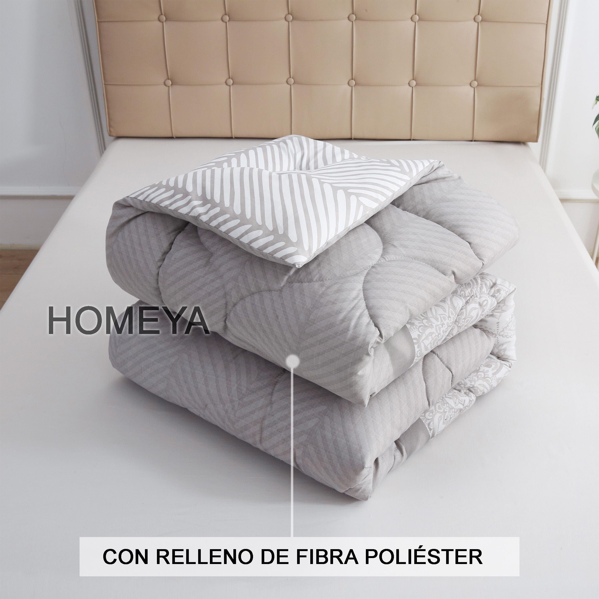HOMEYA - Edredón Estampado con Relleno de Fibra, Edredón Cama Matrimonio, 250 x 240cm, Tejido Suave y 100% Poliéster