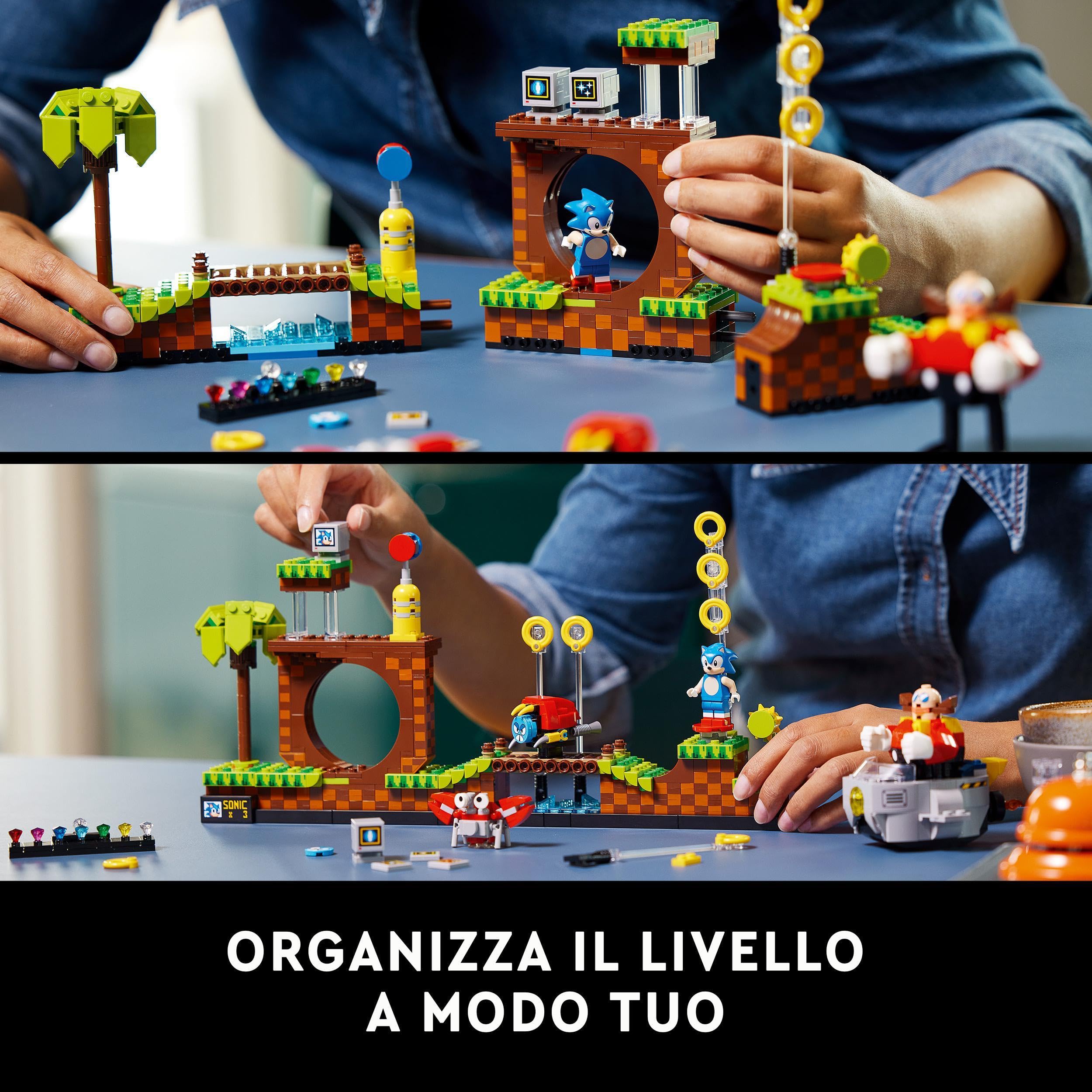 LEGO Ideas Sonic the Hedgehog - Green Hill Zone, Set da Collezione per Adulti, Cultura Pop Anni '90, Include il Personaggio del Dr. Eggman con Eggmobile, Idea Regalo per Uomo o Donna 21331