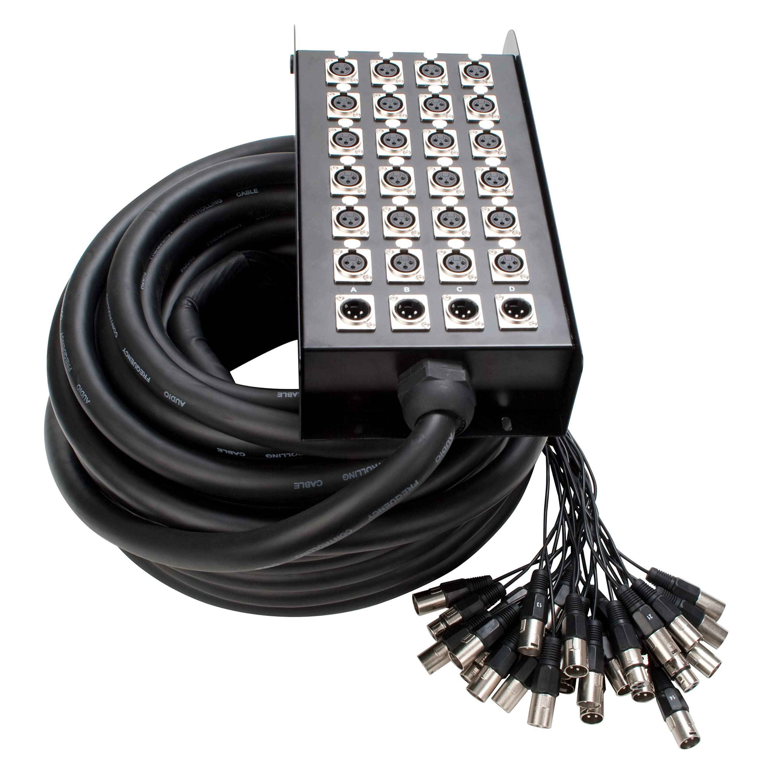 MUSIC STORE Multicore 24/4, 30m, Professionelles Multicore-Kabel, XLR 3 Pol Stecker, Stabile Stagebox, 24 Hin- und 4 Rückwege