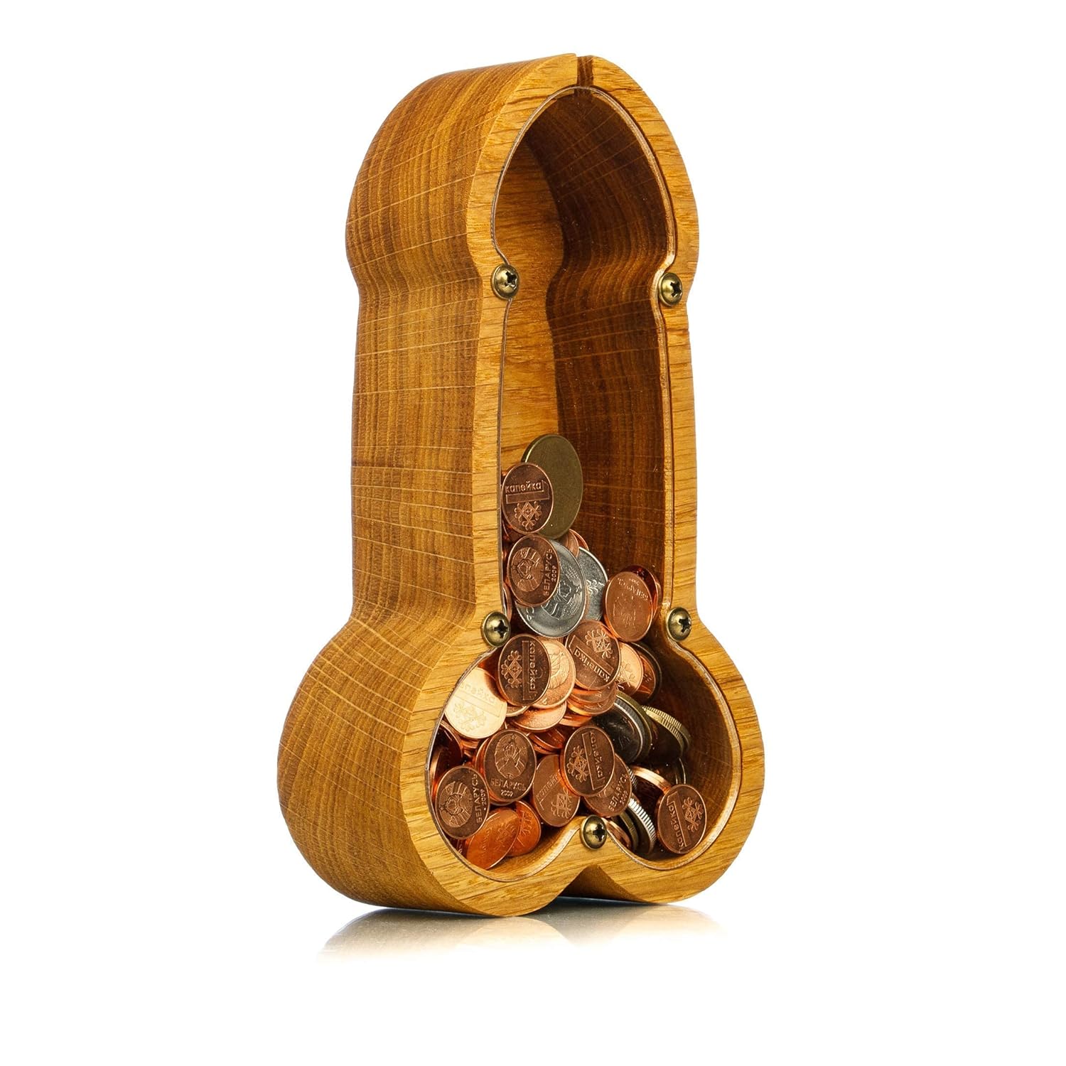 Unique Wooden Penis Piggy Bank – Funny & Personalized Home Decor | Perfect for Bachelorette Parties & Gifts | 2 Sizes Available | Handcrafted Phallus Money Box