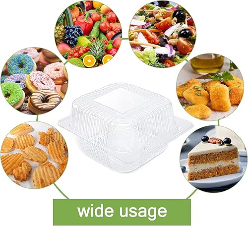 Miniatura 5 de 120 recipientes transparentes para llevar, recipientes de plástico con bisagras, recipientes transparentes para tartas, recipientes cuadrados