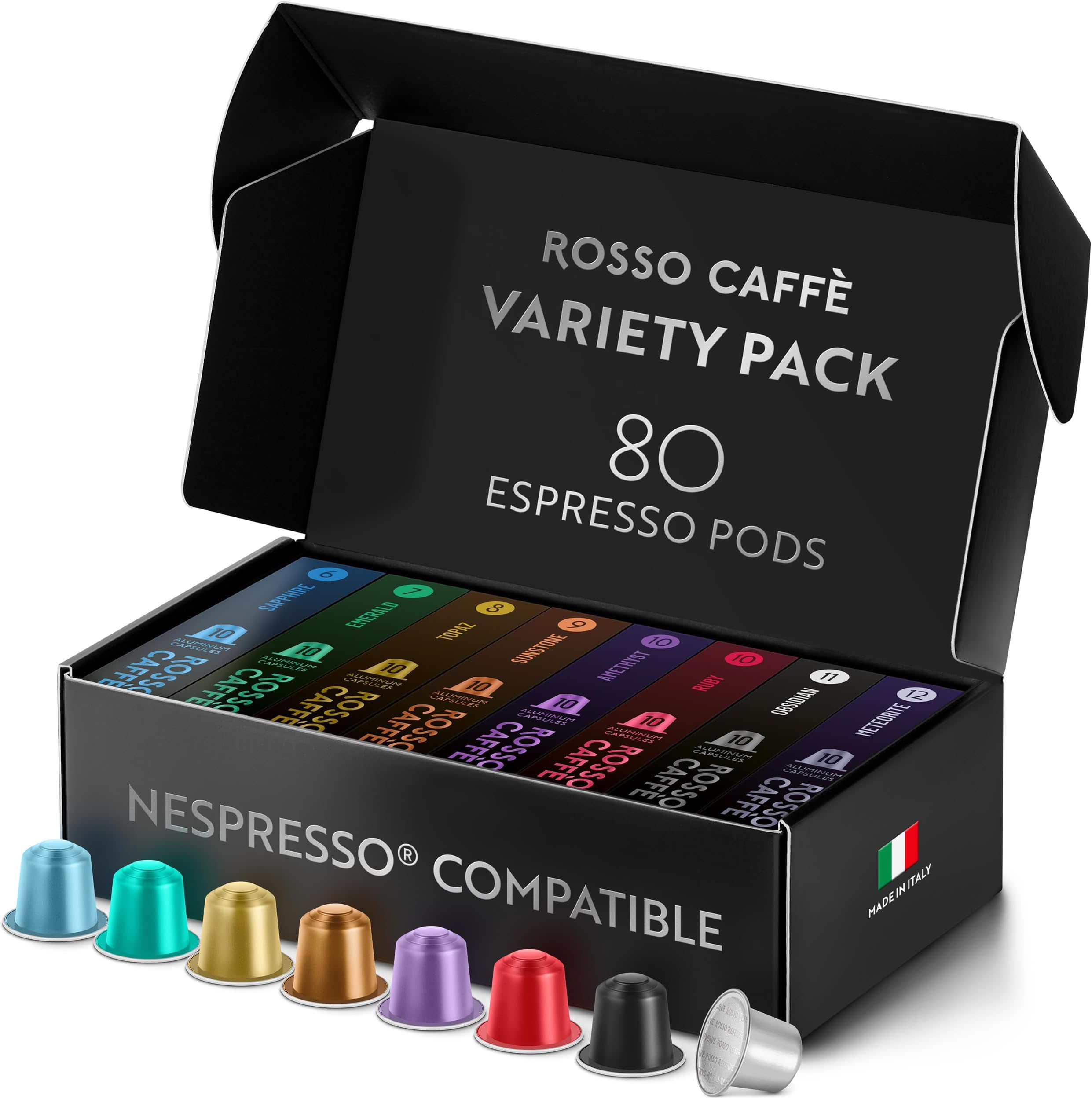 Espresso Coffee Pods for Nespresso Original Machines - 80 Capsules Variety Pack, 8 Signature Flavors, Medium to Dark Roast