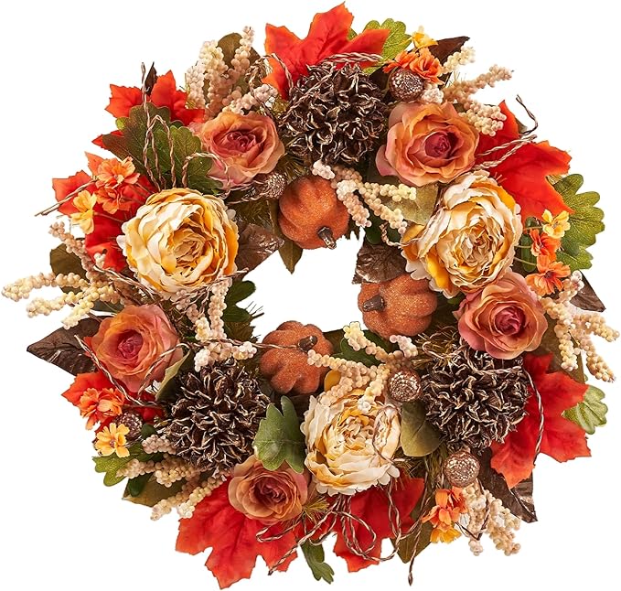 Nearly Natural Autumn Hydrangea Wreath