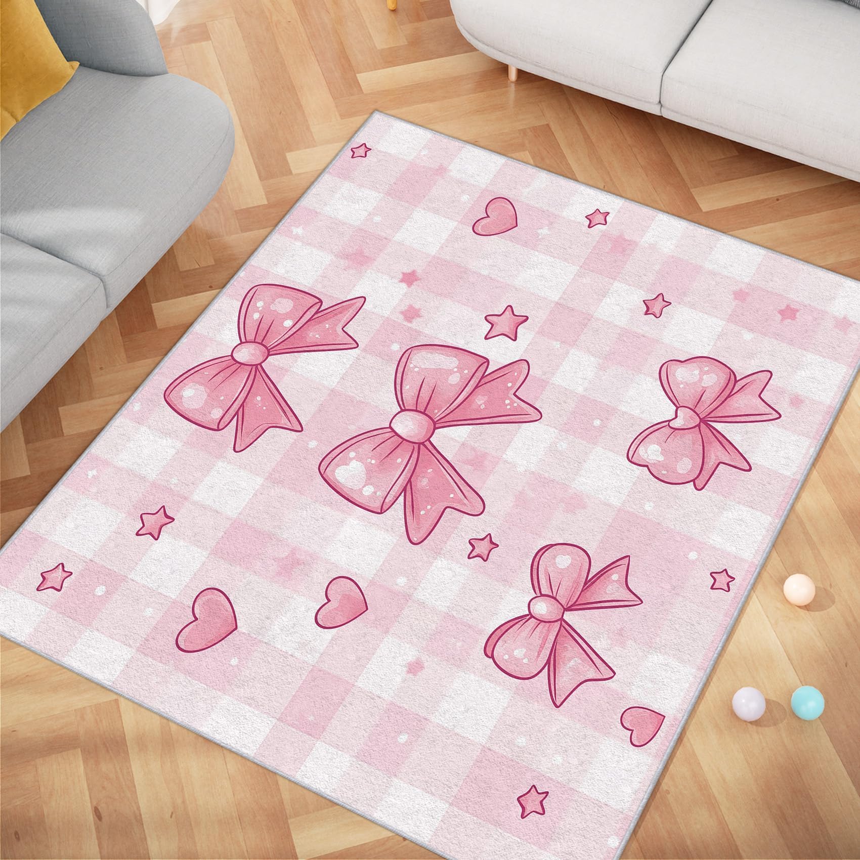 Tapis carreaux Buffalo rose pour chambre fille style princesse douillet