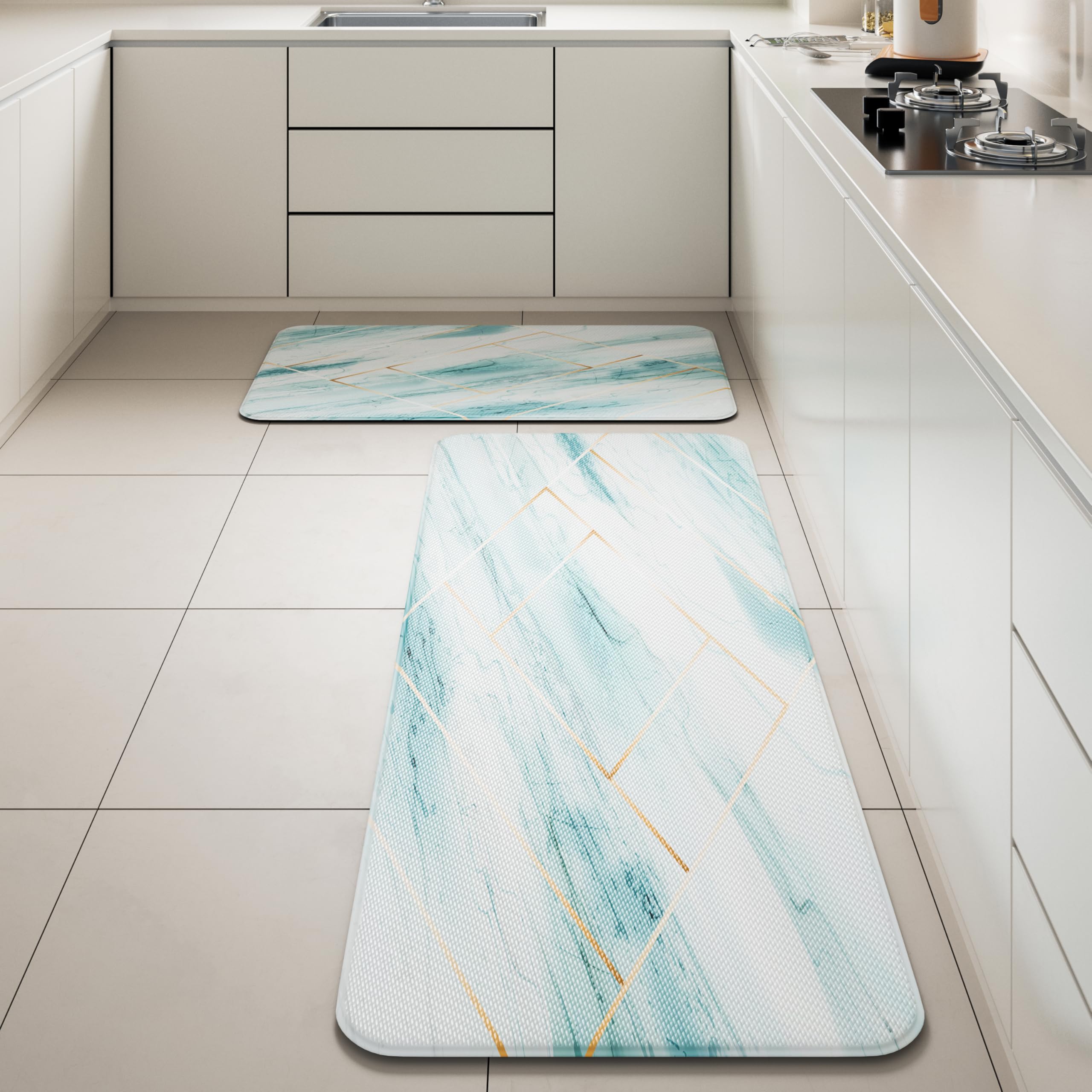 PAIDUPAIDU Kitchen Floor Mat Set of 2 PCS,Cushioned Anti Fatigue Kitchen Rug for Floor,Non-Slip Waterproof Kitchen Mats,Durable PVC Comfort Kitchen Mats and Rugs (B0DF7K9DG8, 47" L x 17" W x 0.4" Th)