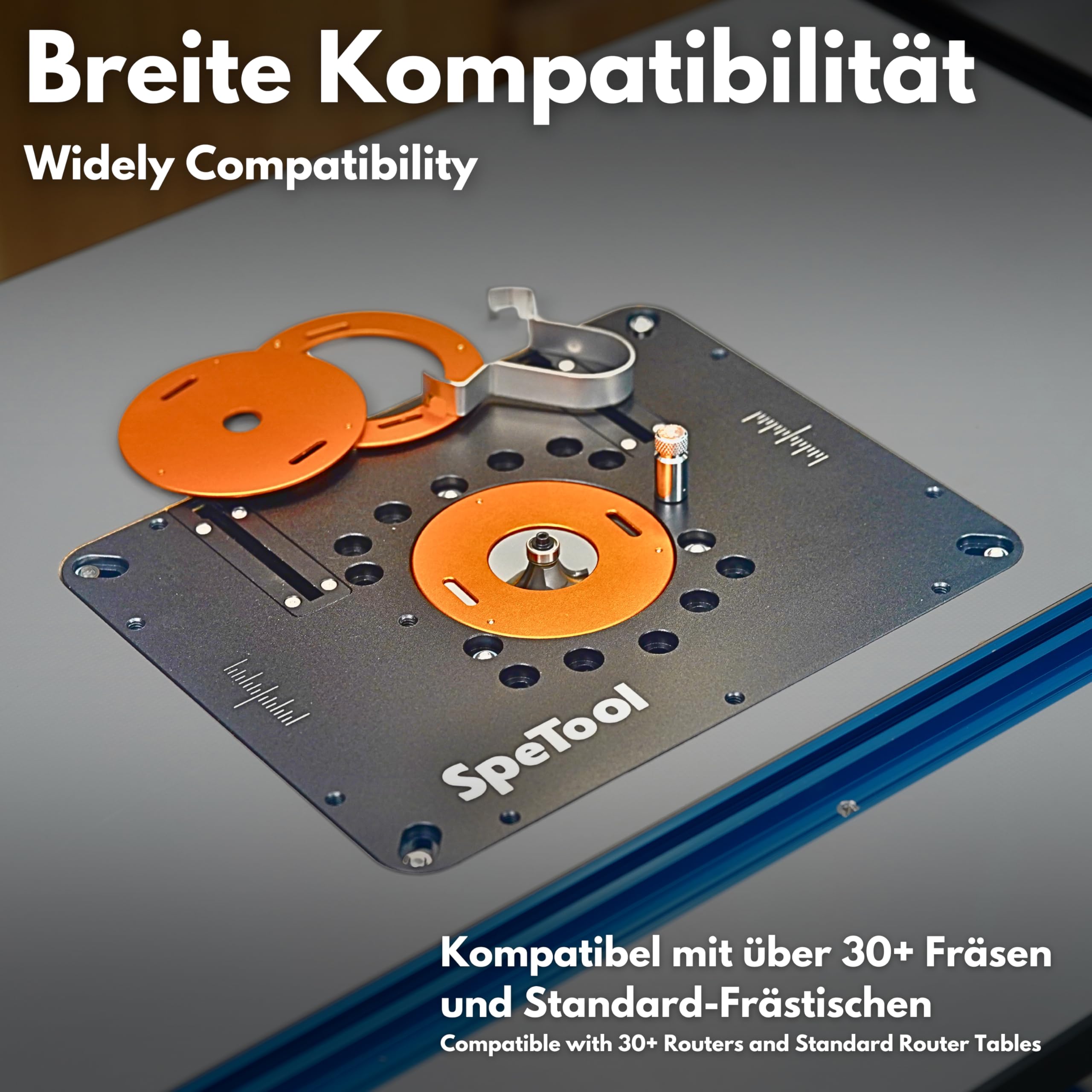 SpeTool Mesa de fresado de aluminio, placa de fresado con aspiración de polvo ajustable, placa de fresado preperforada, compatible con la mayoría de fresadoras superiores