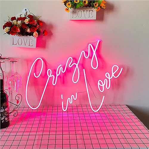 Miniatura 4 de vsGotber Letrero de neón moderno de Crazy in Love para pared de dormitorio letrero de luz LED de neón para fiesta de Navidad boda habitación de