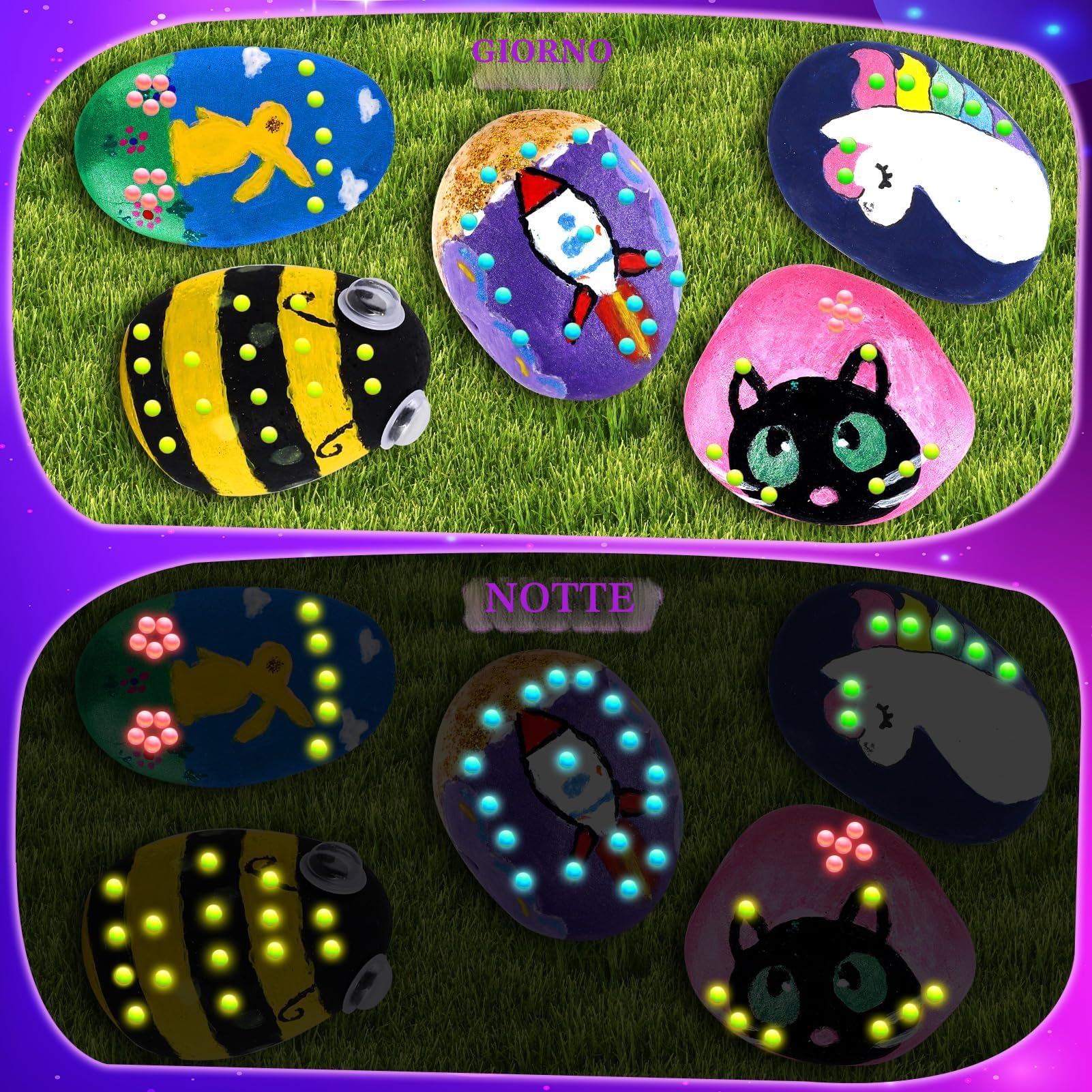 Sassi Da Dipingere, Kit Pittura per Bambina 4-9 Anni, Regalo Creativo, Lavoretti Bambini, Colori Acquerelli, Giochi Creativi 3-10 Anni, Natale