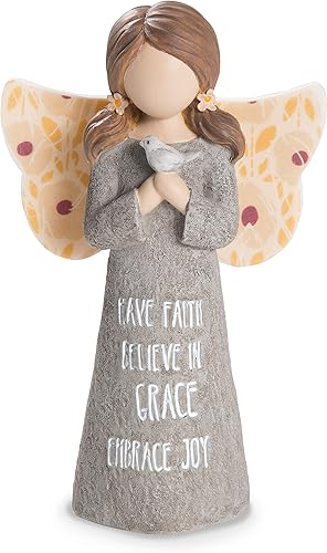 Pavilion Gift Company Have Faith Believe in Grace Embrace Joy Child - Figura de ángel, color marrón Pavilion Gift Company Have Faith Believe in Grace Embrace Joy Child - Figura de ángel, color marrón