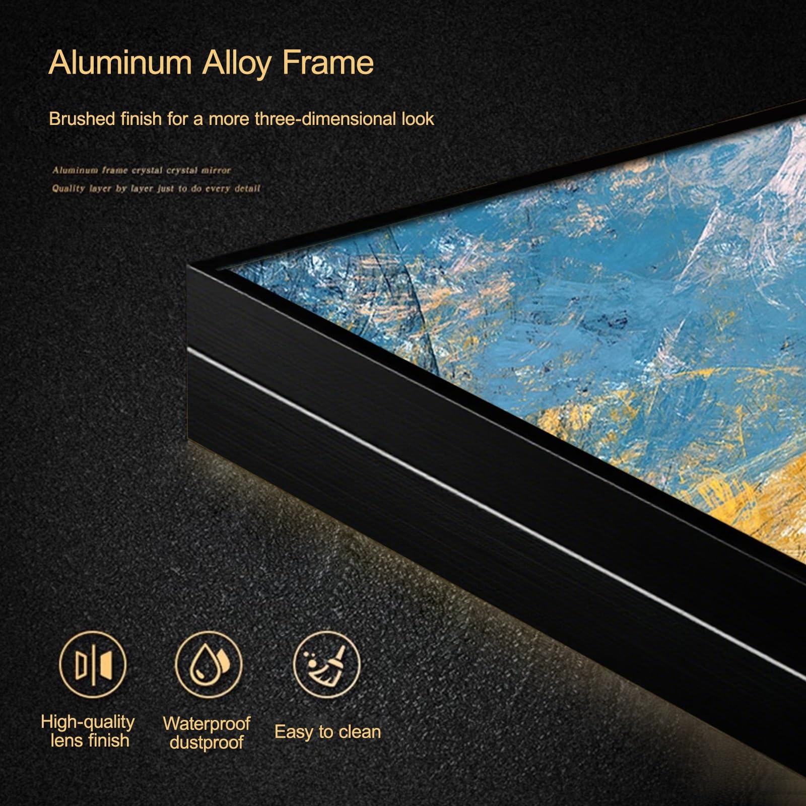 Couverture de boîte de Compteur électrique décorative avec Cadre en Aluminium, Panneau d'art en Porcelaine de Cristal, Protecteur de boîte de décasseur élégant (Noir-F, 60 x 120cm/23.6 x 47.3in)