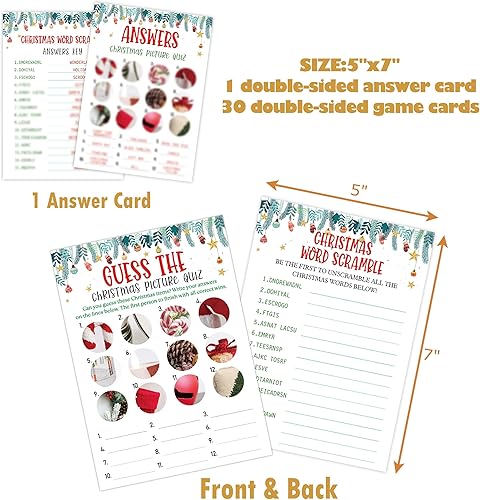 Miniatura 2 de Paquete de juegos de Navidad, juego de palabras de Navidad, juegos de Navidad para el hogar, oficina, aula, fiesta, juego de adivinanzas de festival