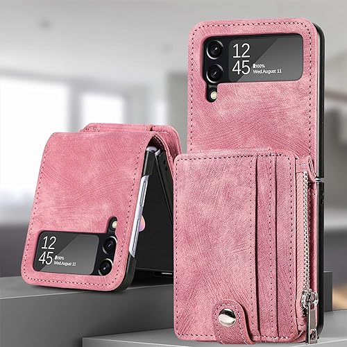 Miniatura 8 de ZCDAYE Funda tipo cartera para Samsung Galaxy Z Flip 4, funda para Samsung Z Flip 4 5G (2022), fundas de cuero Z Flip 4 con tarjetero extraíble -