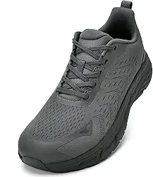 Sapatos masculinos com bico largo – Sapatos de caminhada de largura extra larga confortável tênis de corrida atlética corrida treino academia tênis para inchaço joanete fascite plantar, Cinza
