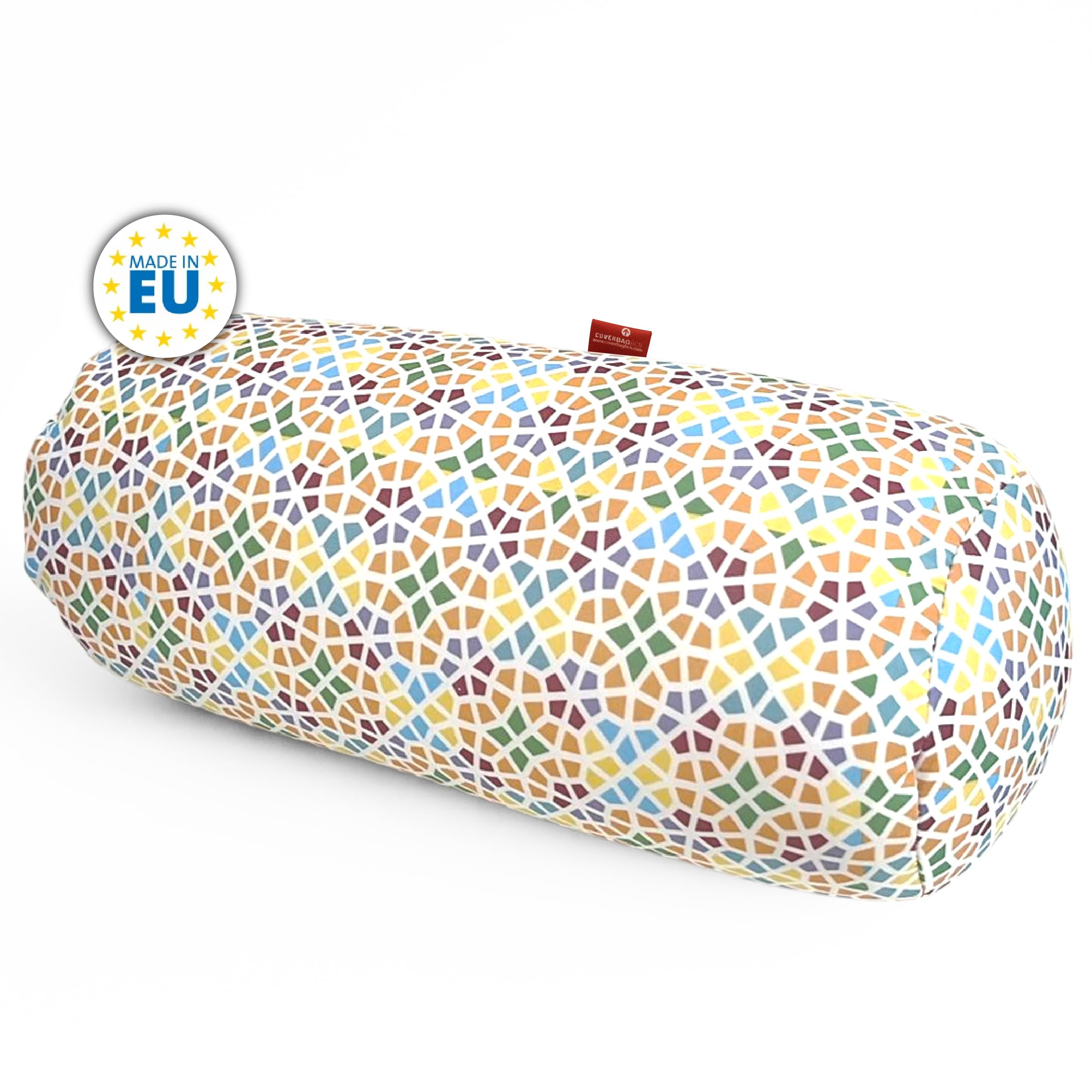 Cuscino Rotondo Anti-Stress Relax | Sollievo per Collo e Lombare | Riempimento con Microperle Confortevoli | Tessuto in Lycra Morbida al Tatto | Lavabile in Lavatrice | 35x15 cm(Mosaico)