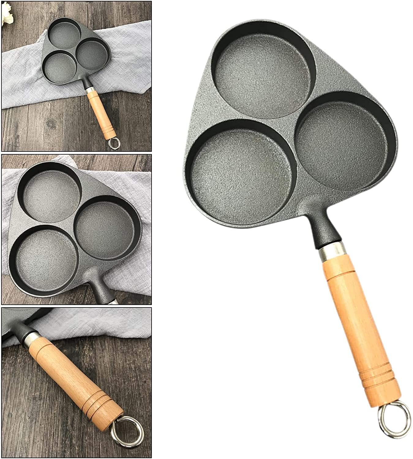 Omelet Pan,Pan Nonstick Breakfast Frying Pan,Egg Frying Pan Omelet Pot Fryer Wooden Handle Induction Hob Steak Cookware