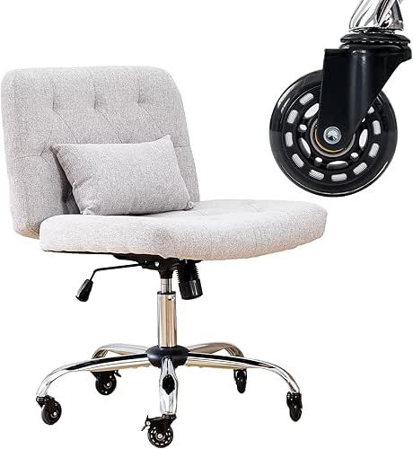 Criss Cross Chair with Rubber Wheels, Armless Office Desk Chair