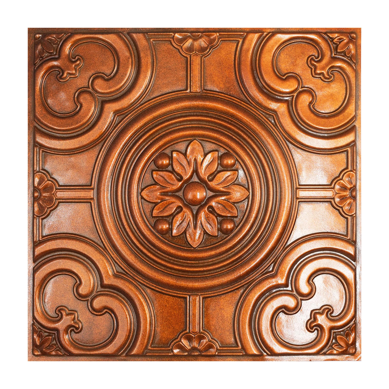 Paintsdecor Archaic Copper Decorative Distressed Tin Ceiling Tiles, Easy To Install Pvc Panels, (10-Pack,40 Sq.ft) Wall Decor For Bar Cafe Club Pl50 10Piece (Archaic Copper)