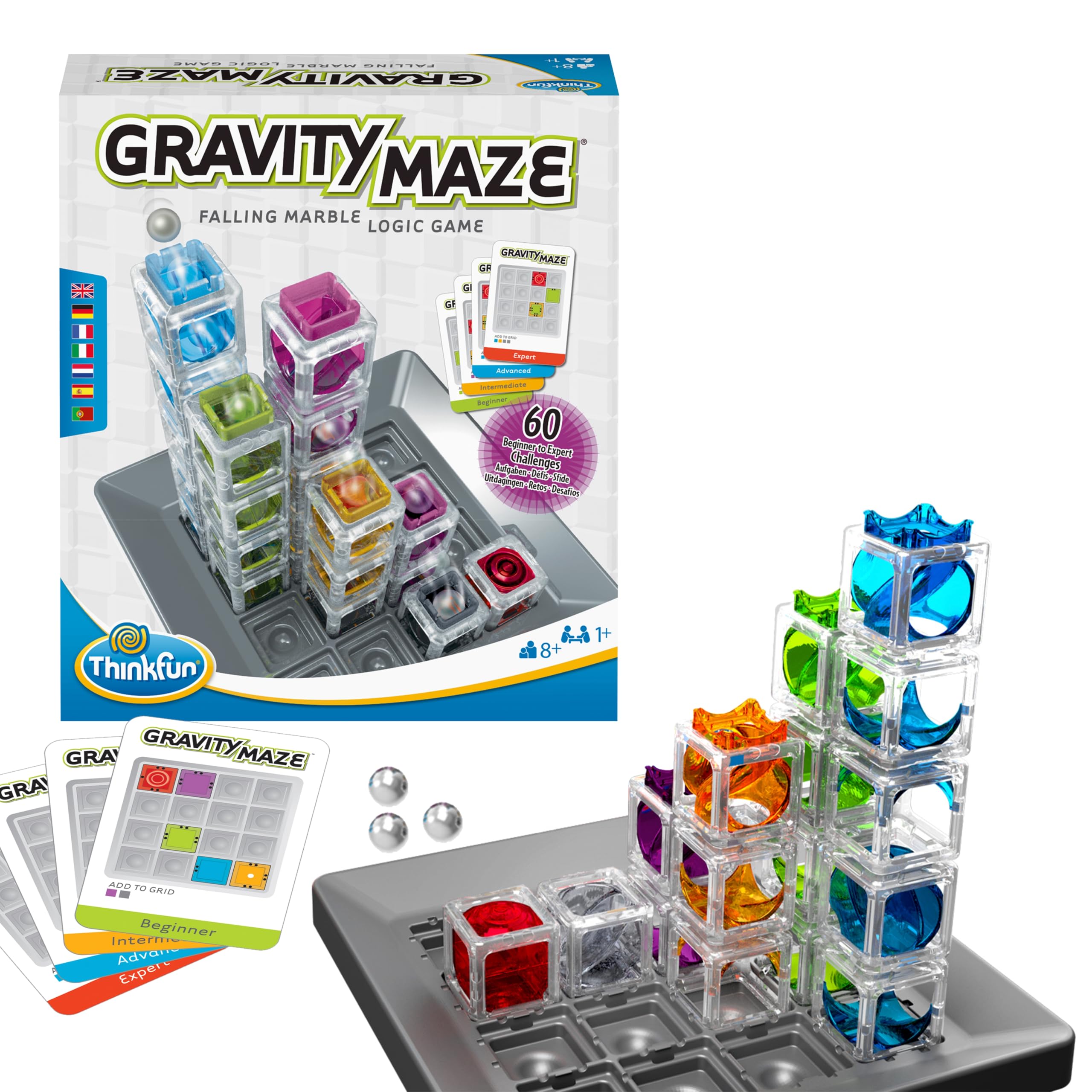 ThinkFun - Gravity Maze - Jeu de Logique et Casse-Tête Adulte et Enfant dès 8 Ans - Circuit à Billes et Jeu de Construction 3D - 60 Défis Évolutifs - 1 Joueur et Plus - Multilingue (Français) - 76433