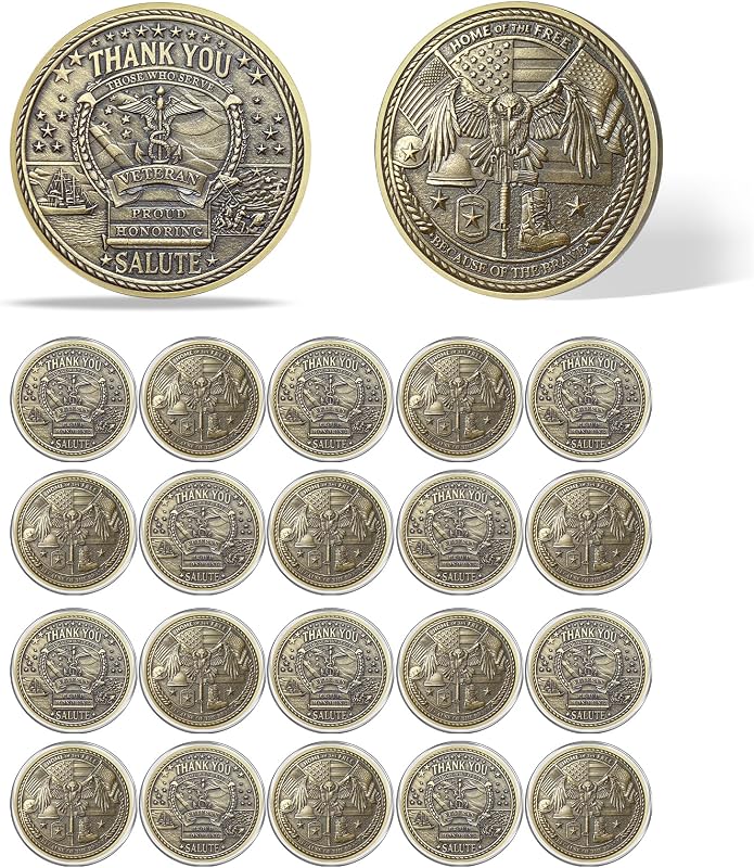 20Pcs Military Veterans Challenge Coins Set, Thank You Gift | Thank You Those Who Serve Honor Coin, Expression of Military Appreciation, Veterans Day Gifts, Thank You for Your Service