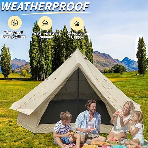 Miniatura 2 de DANCHEL OUTDOOR B2 - Tienda de campaña de yurta portátil para 6-8 personas con gato de estufa sellada para campamento, tienda de campaña grande para