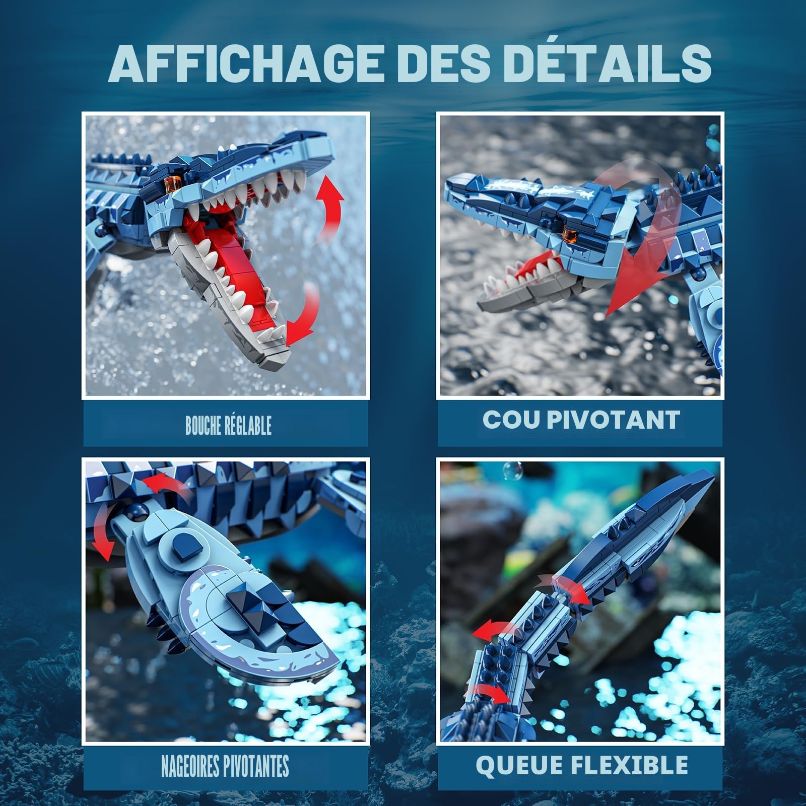 TYCOLE Mosasaurus Kit de Construction 805 Pièces pour Enfants et Adultes