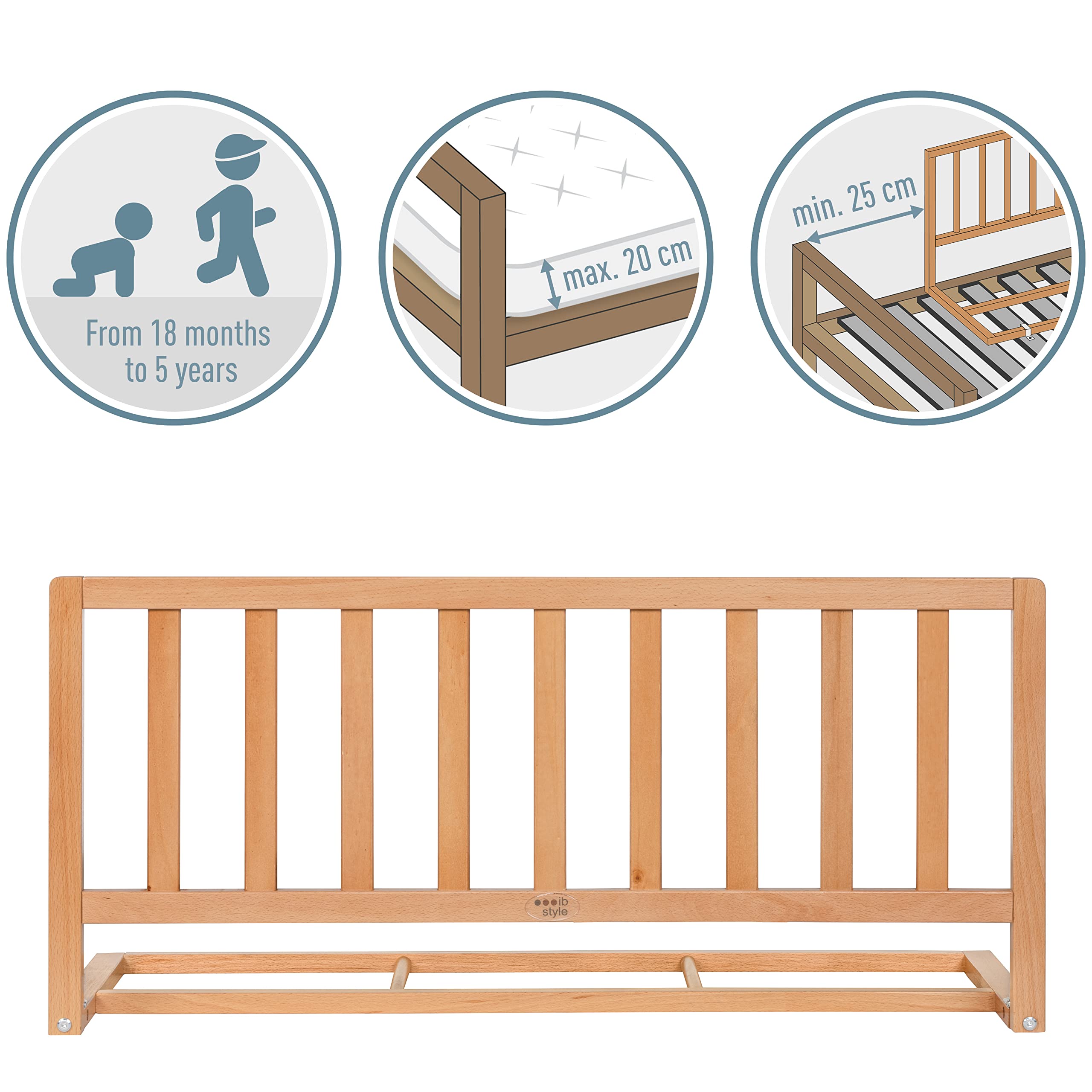 Barriera Letto Bambini In Legno Pino | Protezione Anticaduta 120cm | Pieghevole Per Viaggi - Foto 8