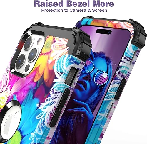 Miniatura 3 de IDweel Funda para iPhone 15 Pro Max con protector de pantalla de vidrio templado, 3 en 1, a prueba de golpes, delgada, híbrida, resistente, funda de