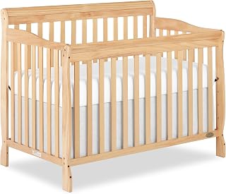 Dream On Me Ashton 4-in-1 Convertible Crib, Natural - Greenguard Gold, JPMA Certified, Solid Pinewood, 4 Mattress Heights