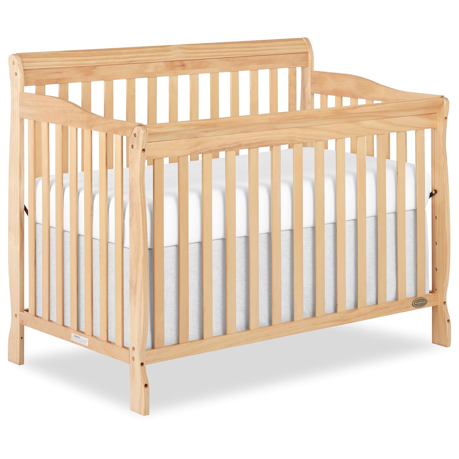 Dream On Me Ashton 4-in-1 Convertible Crib, Natural - Greenguard Gold, JPMA Certified, Solid Pinewood, 4 Mattress Heights
