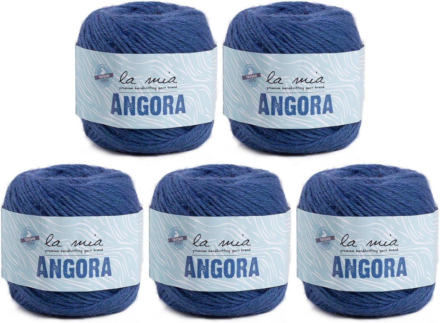 5 Ball La Mia Angora Wool Total 8.8 Oz. Each 1.76 Oz (50g) / 136 Yrds