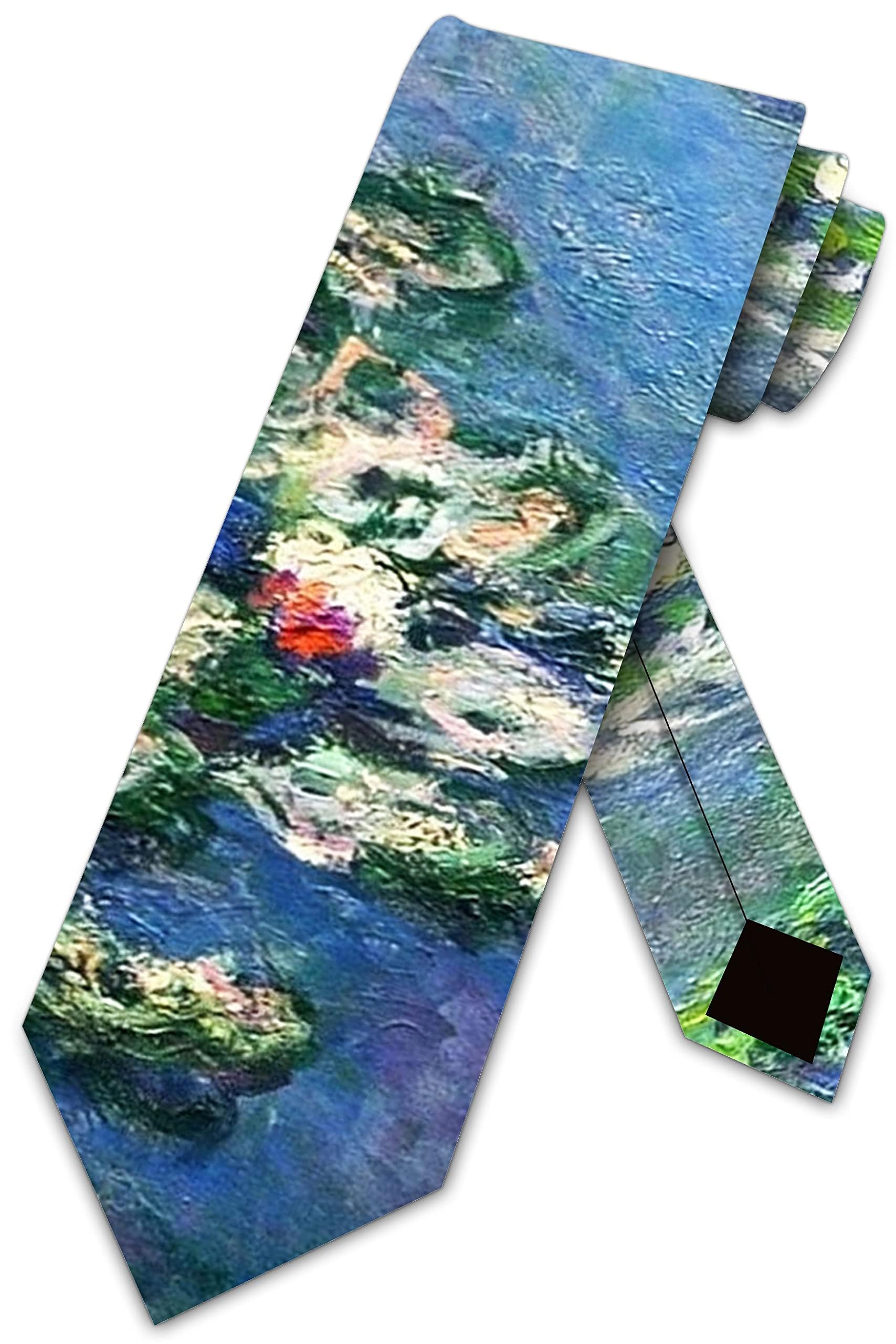 Fifbird Men's Multicolor Necktie Water Lily Art Monet Water Lilies Tie Blue Tie