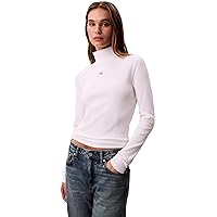 Calvin Klein Donna Maglietta Maniche Lunghe Woven Turtleneck con Collo Alto
