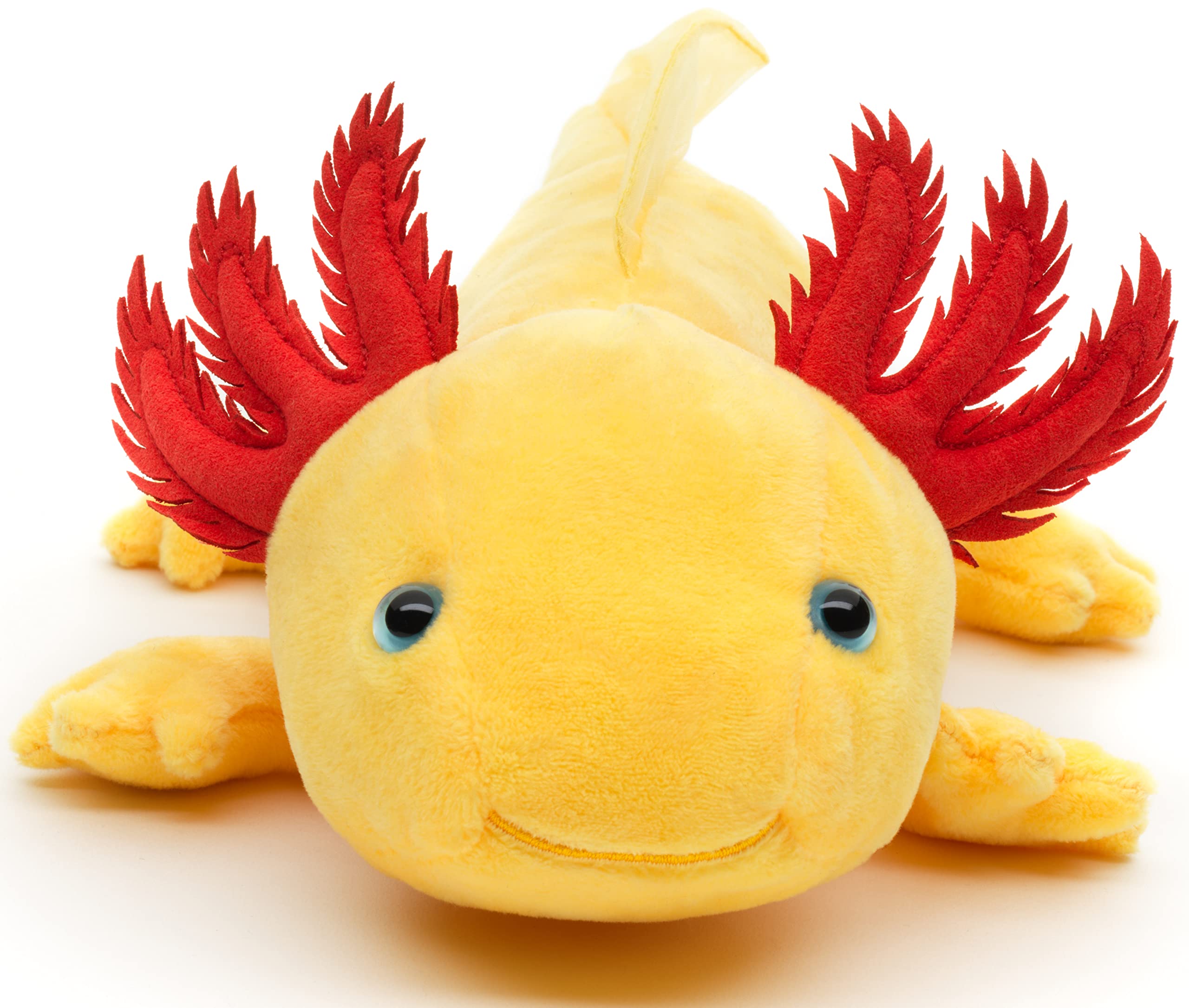 Uni-Toys Original Axolotl (yellow with blue eyes) - 32 cm (length) - plush water animal - plush toy, cuddly toy - Image 2