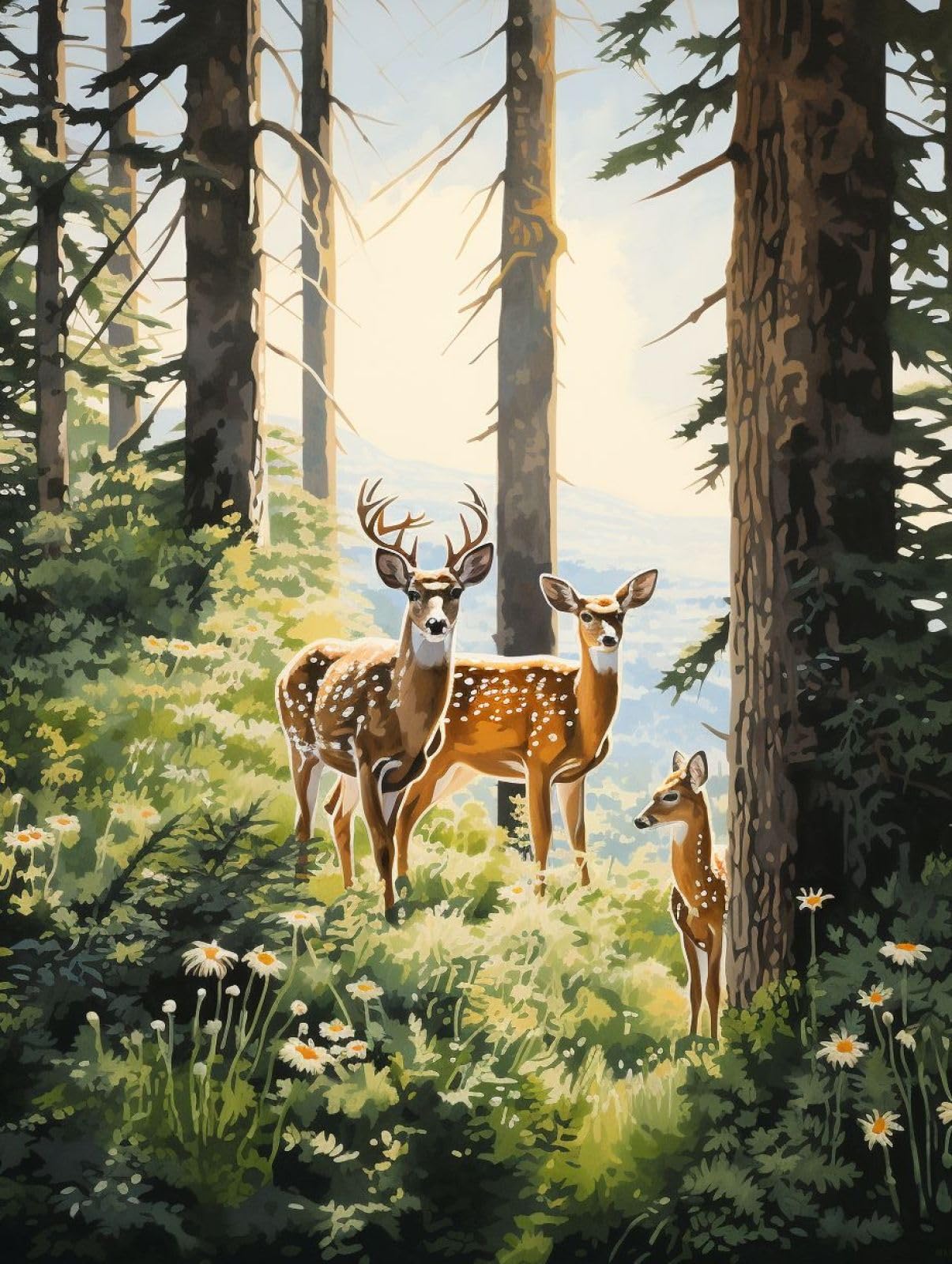 ECUCU5D DIY Diamond Painting Kits Full Drill, Deer in The Forest,G Diamond Embroidery Crystal Rhinestone Cross Stitch Pictures Painting by Numbers for Home Wall Decoration