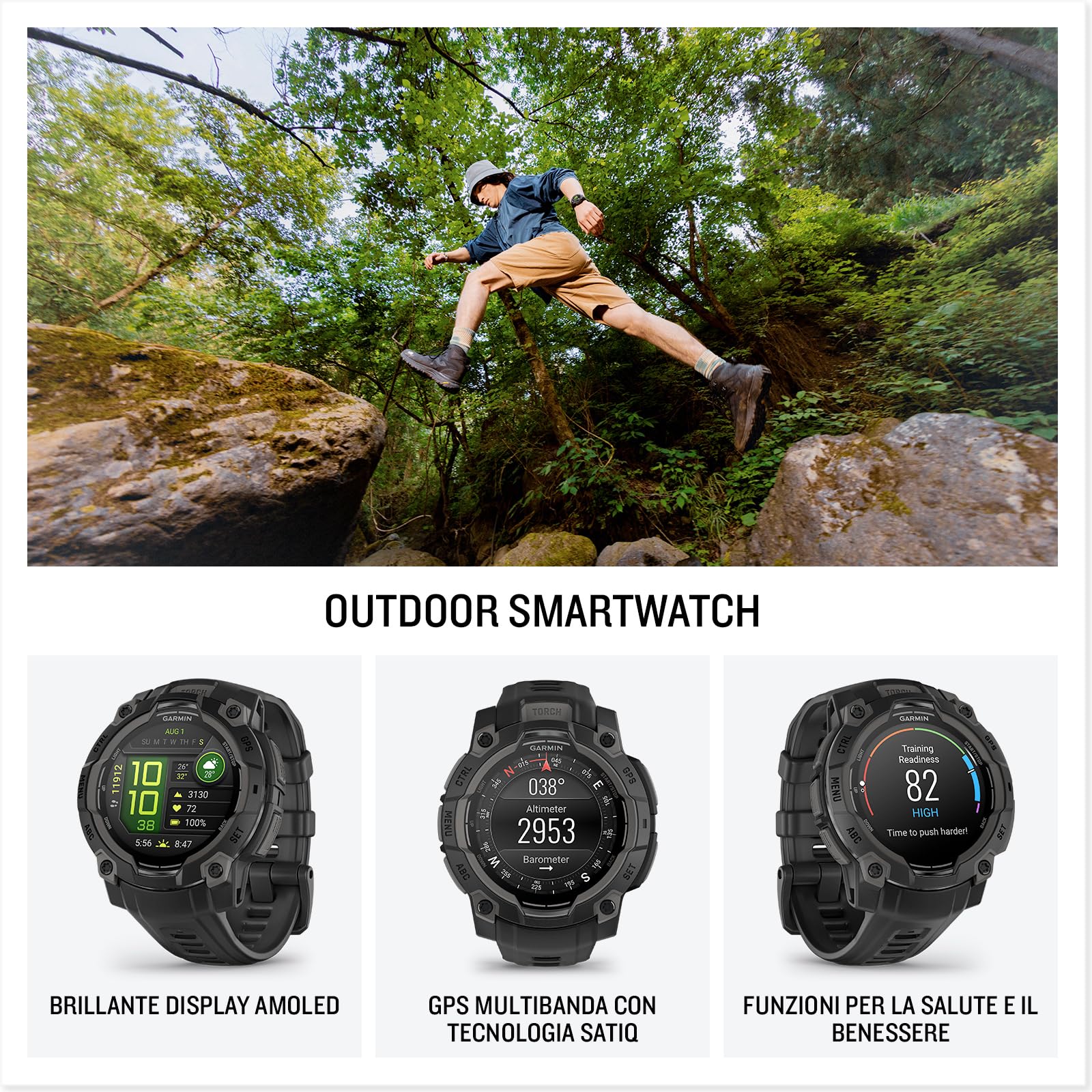 Garmin Instinct 3 Smartwatch 45mm - GPS Multi-band Torcia LED - Dettaglio