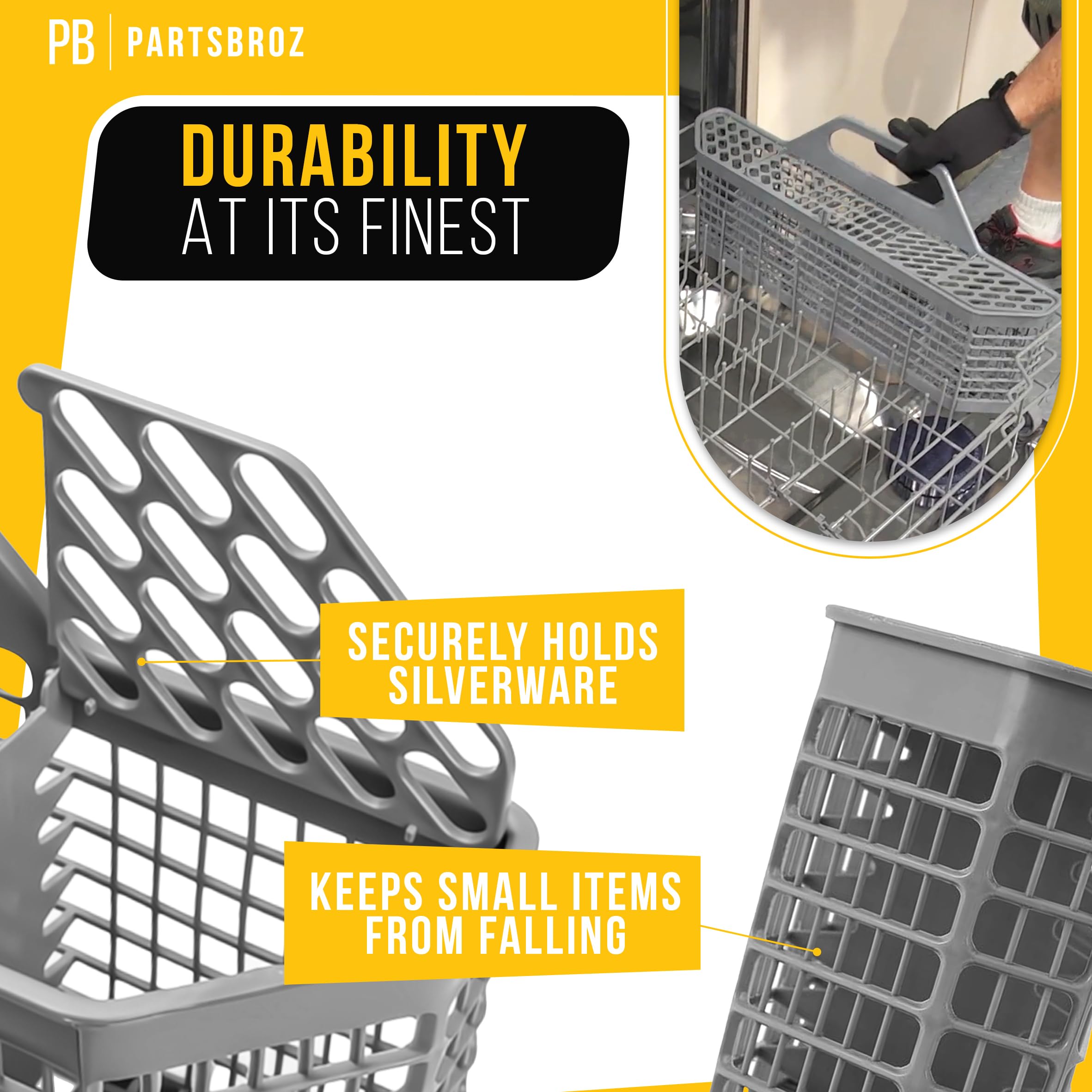 PartsBroz WD28X10128 - Cesta para cubiertos (compatible con lavavajillas GE - sustituye a 1088673, AH959351, EA959351, PS959351, WD28X10127, WD28X10132