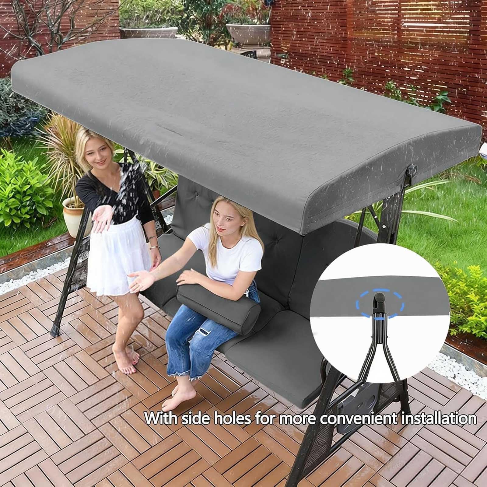 Copertura di ricambio per dondolo da esterno, copertura superiore di ricambio impermeabile, protezione dai raggi UV, copertura superiore per dondolo a 2/3 posti (marrone, 190,5 x 132 cm)