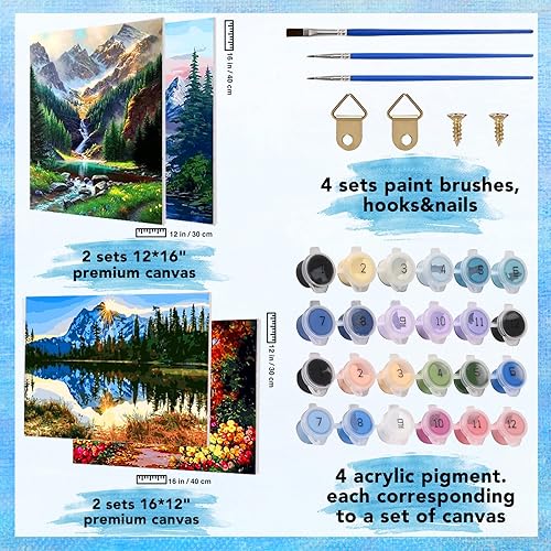 Miniatura 2 de Fycert Kit de pintura por números para adultos y niños, manualidades, kits de pintura por números para principiantes, paquete de colorear por