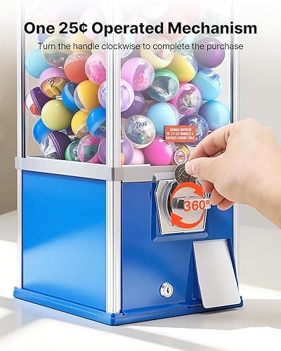 Miniatura 5 de VEVOR Máquina de chicle, dispensador de máquina expendedora de dulces de 21 pulgadas, máquinas expendedoras de 25 centavos para centros comerciales